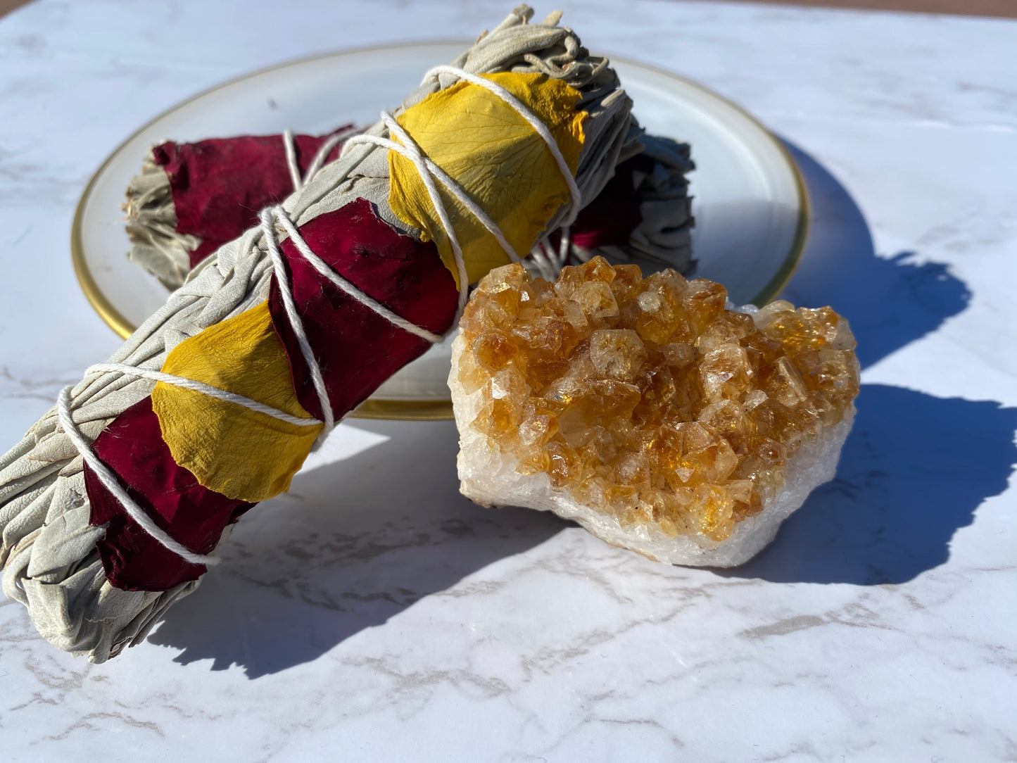 White Sage with Rose Petals